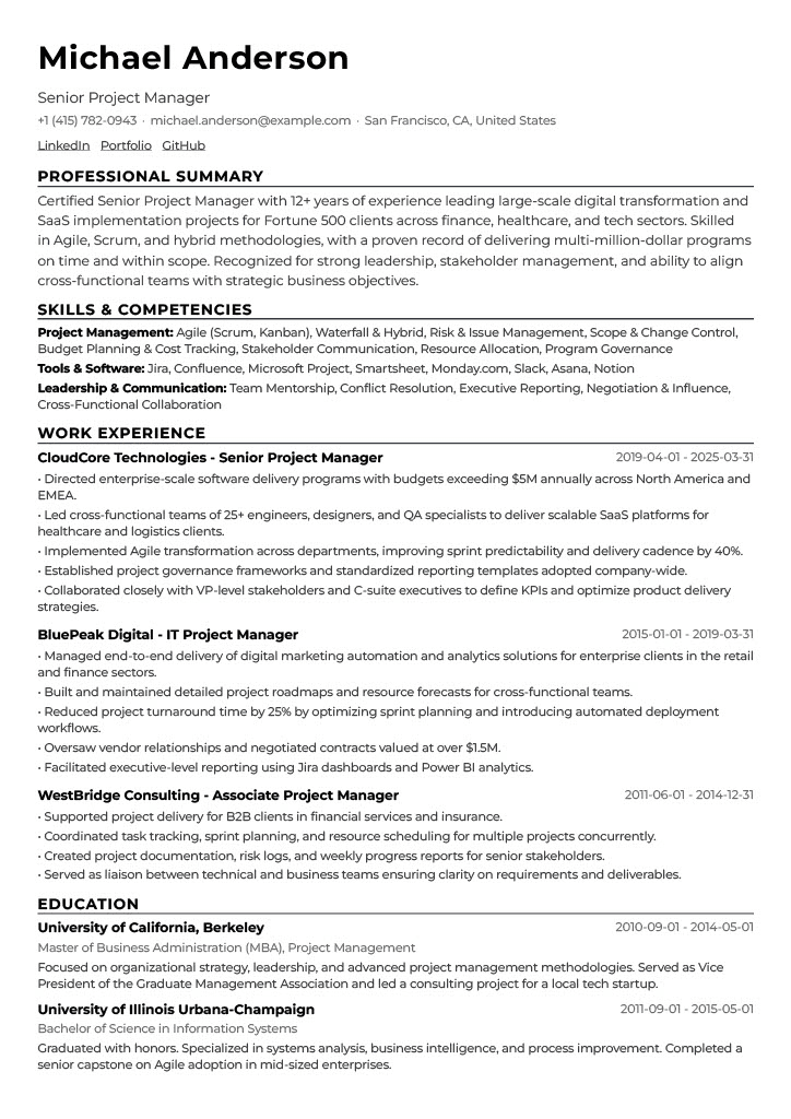 Minimalist template preview