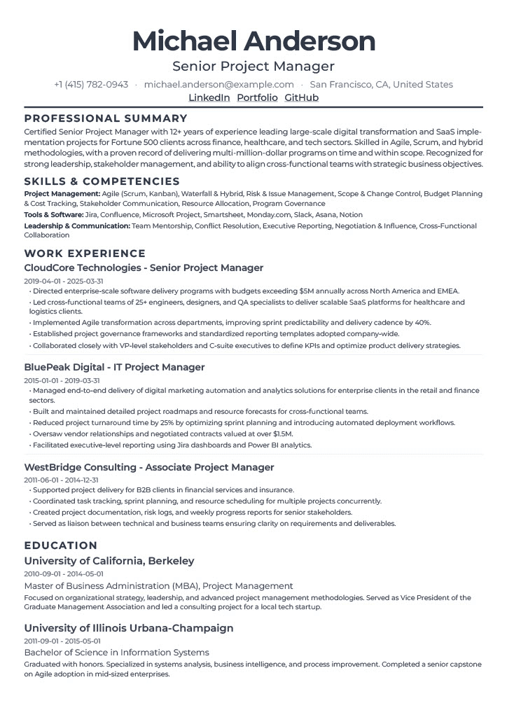 Modern template preview