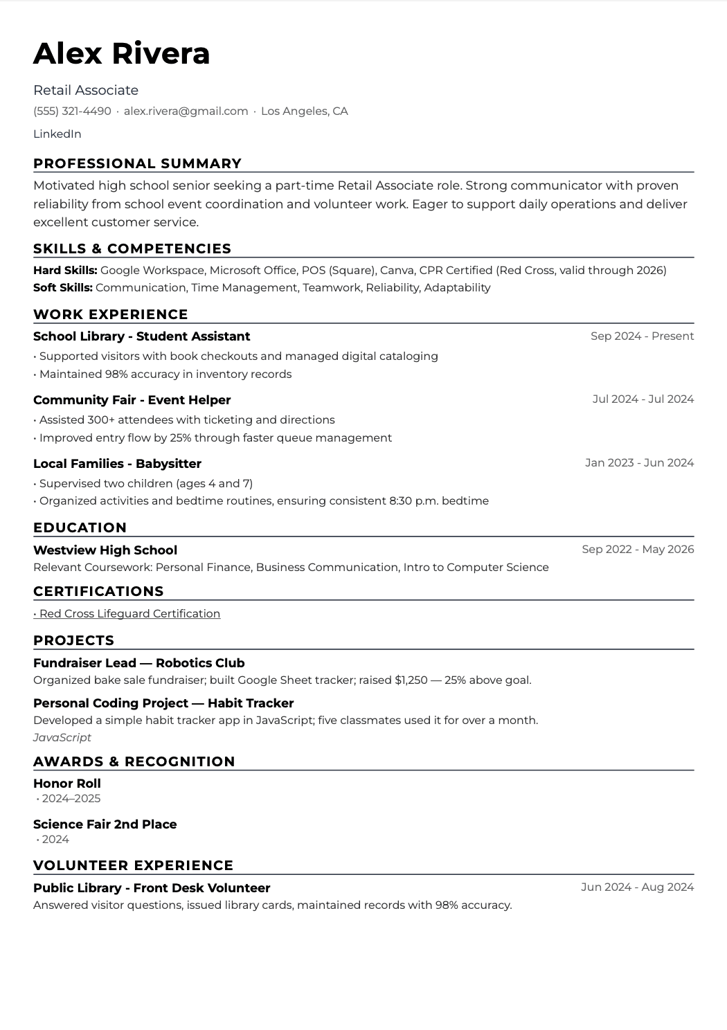 Resume example